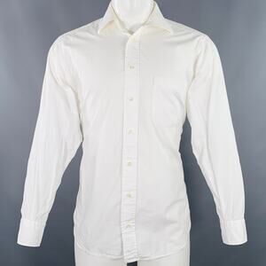 BURBERRY LONDON Size S White Cotton One Pocket Long Sleeve Shirt